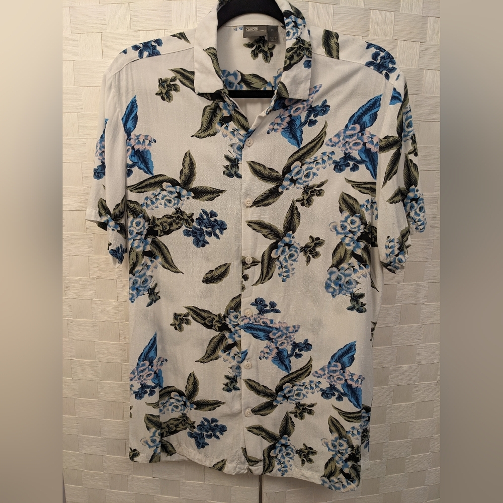 ASOS Floral Hawaiian short sleeve button up relaxed shirt men's medium